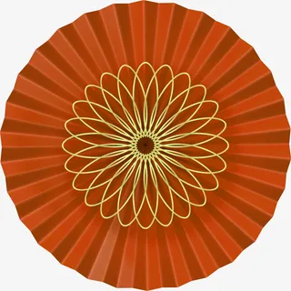 红色中国风曲线伞面免抠