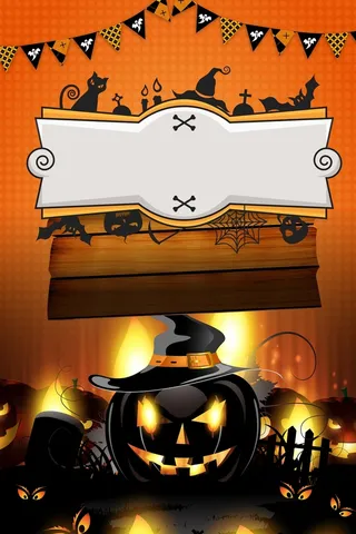 橘色时尚万圣节狂欢促销海报高清