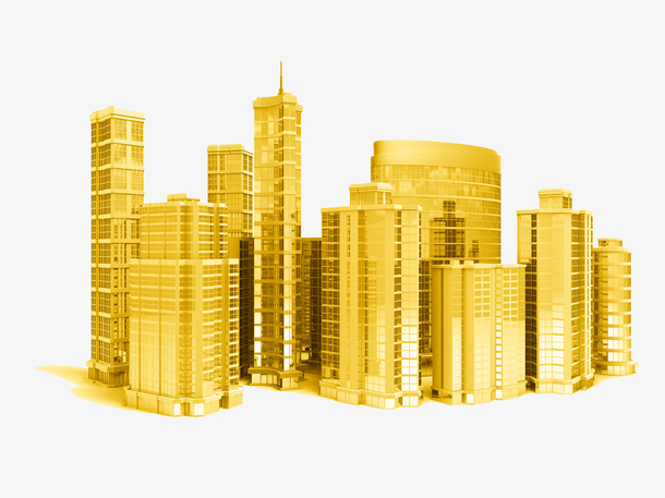 金色建筑群素材免抠