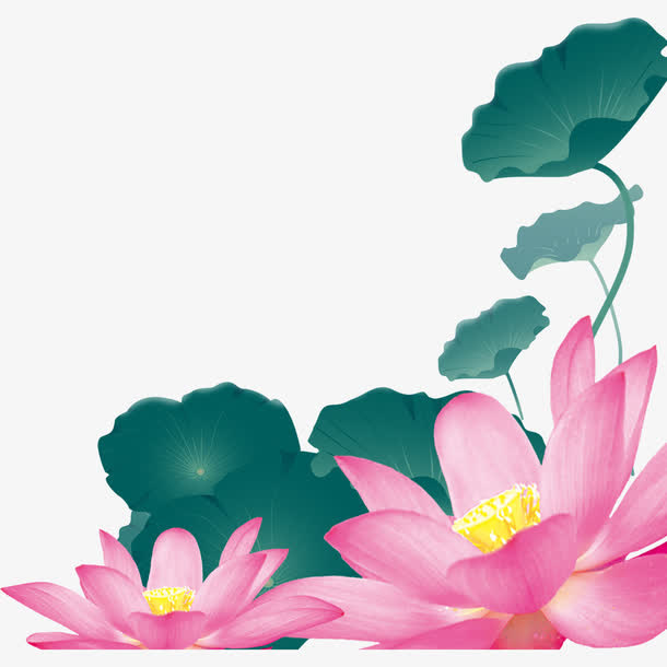中式荷花图素材免抠