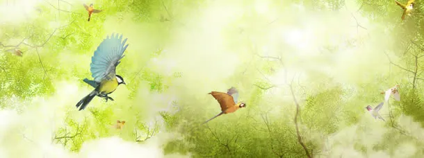 清新飞鸟背景海报