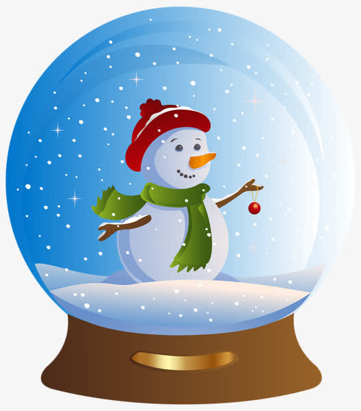 手绘雪人魔法球免抠