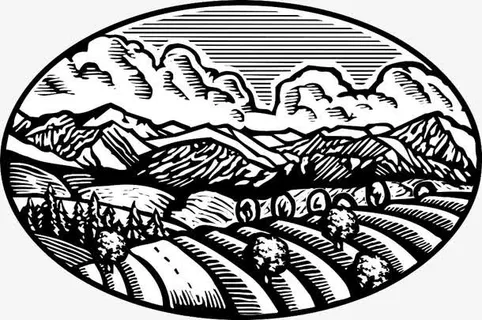 装饰插图山岭树林农田插画免抠