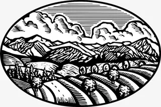 装饰插图山岭树林农田插画免抠