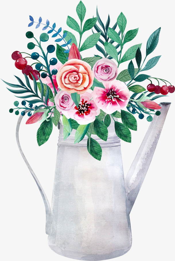 水壶中的花卉免抠