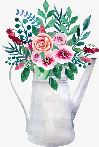 水壶中的花卉免抠