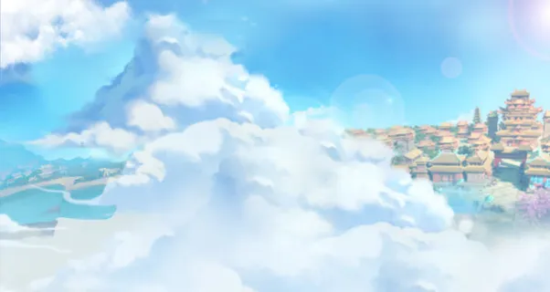 云上天宫卡通游戏海报背景 云上天宫卡通游戏海报背景