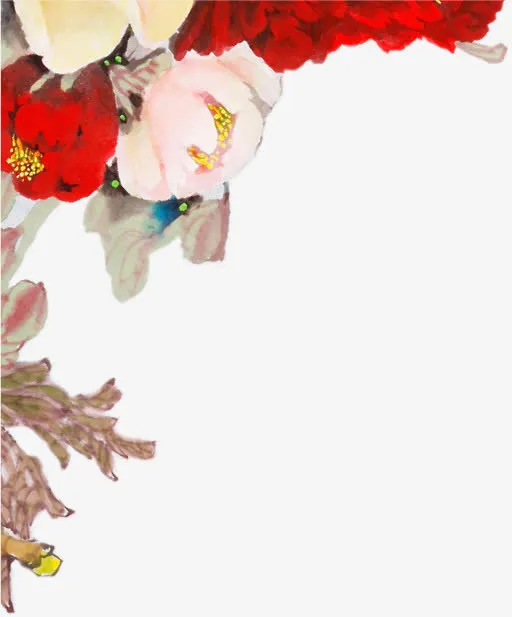 红色中国风牡丹花朵免抠
