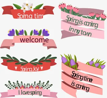 粉红色春天横幅免抠 粉红色春天横幅免抠