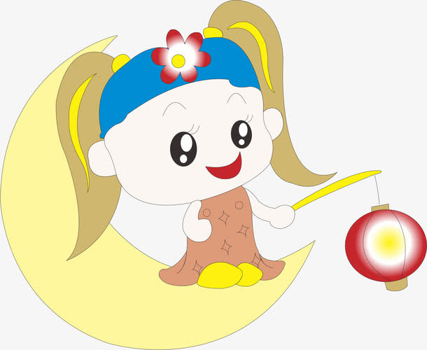 拿着灯笼的月亮免抠