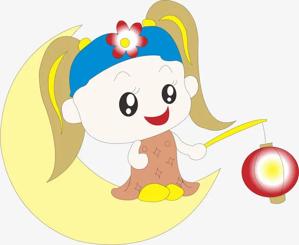 拿着灯笼的月亮免抠