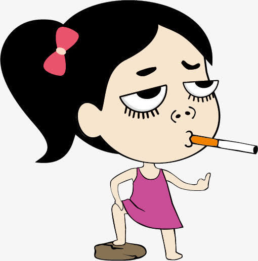 叼烟拽女孩卡通免抠