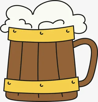 木质啤酒杯免抠