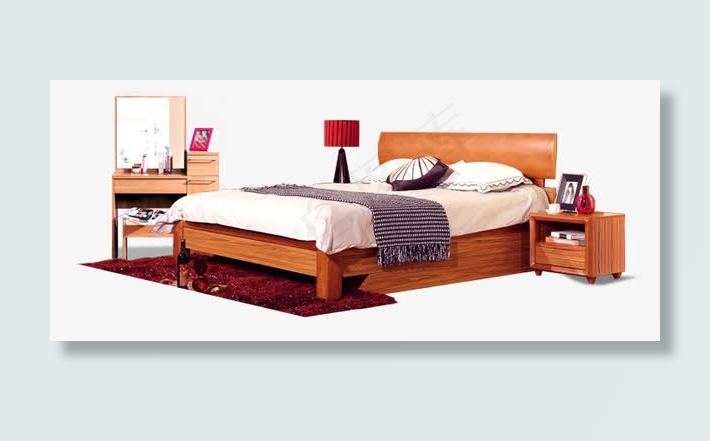 木质双人床免抠