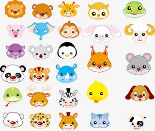 平面卡通动物头像免抠