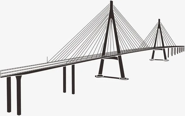 高架桥深灰线条圆柱免抠