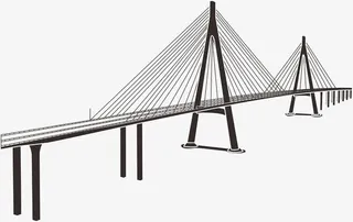 高架桥深灰线条圆柱免抠