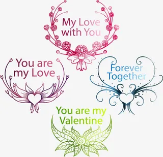 渐变色浪漫花纹标题框免抠