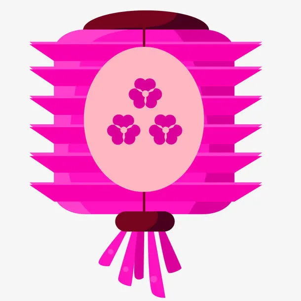紫色卡通梅花灯笼节日元素免抠