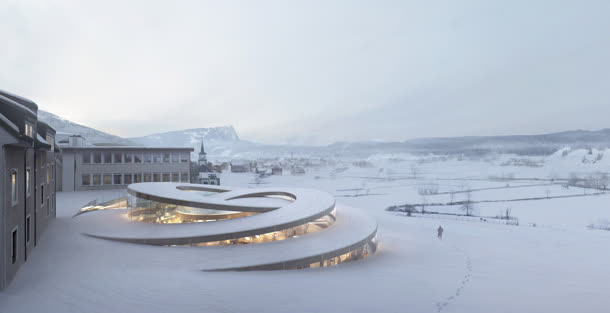 冬季白色雪地建筑物免抠