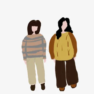 手绘人物女生免抠