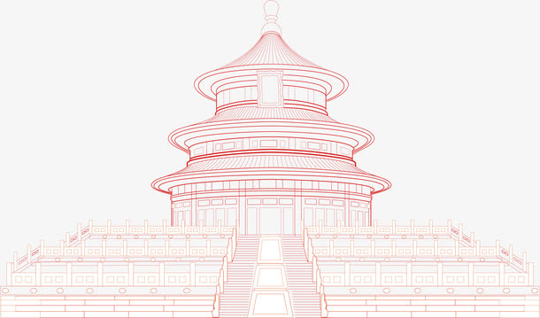 天坛建筑剪影免抠