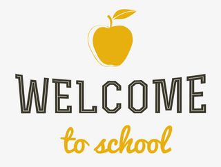 矢量简约黄苹果欢迎返校英文字体免抠