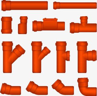 红色排水管道免抠