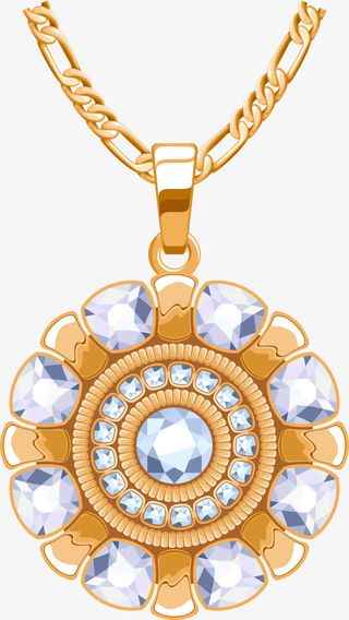 圆形钻石黄金项链免抠