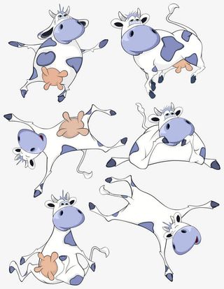 牛不同卡通动物矢量免抠