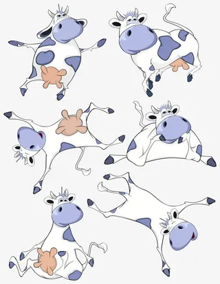 牛不同卡通动物矢量免抠