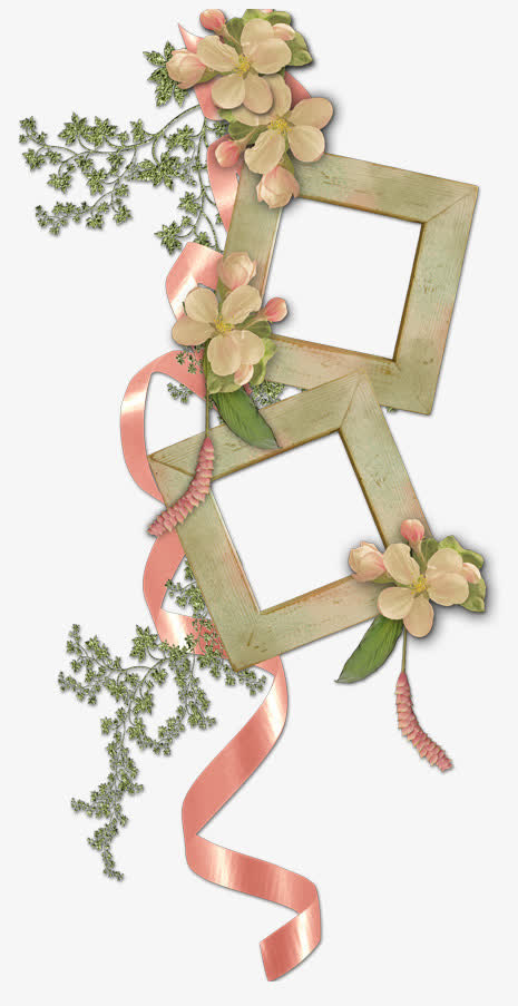 丝带相框边框漂浮免抠