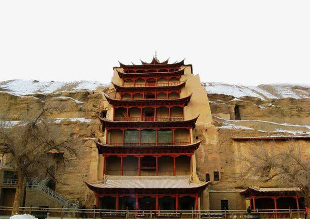 冬天的莫高窟免抠