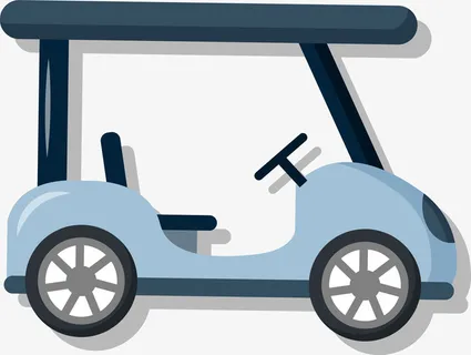 蓝色高尔夫观光车免抠