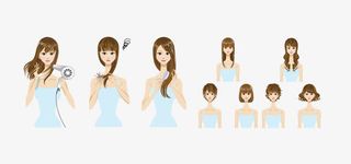 女子吹头发免抠