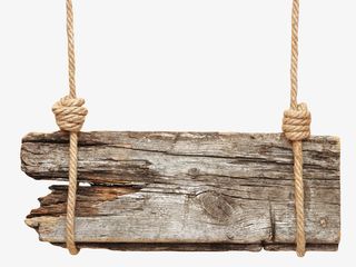 黑色断裂陈旧用麻绳挂着的木板实免抠