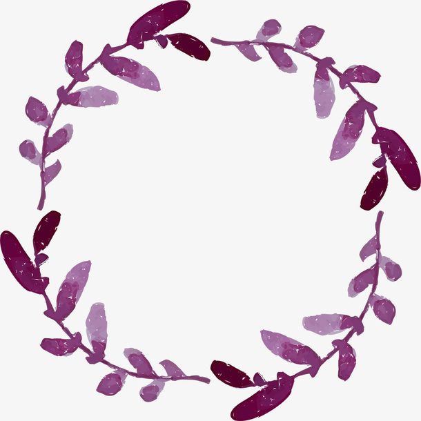 紫色水彩美丽草圈免抠