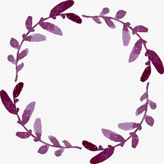 紫色水彩美丽草圈免抠