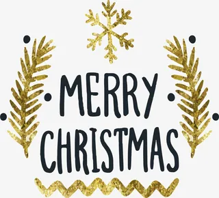 金色树枝圣诞节快乐免抠