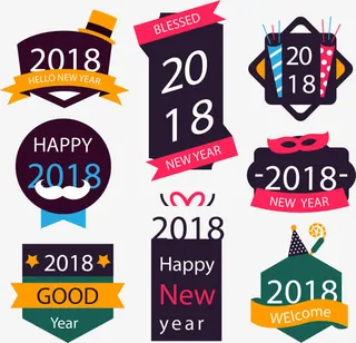 矢量手绘年标签免抠