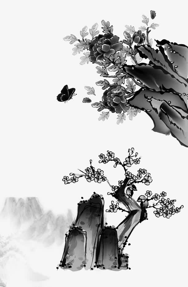 山水诗意免抠
