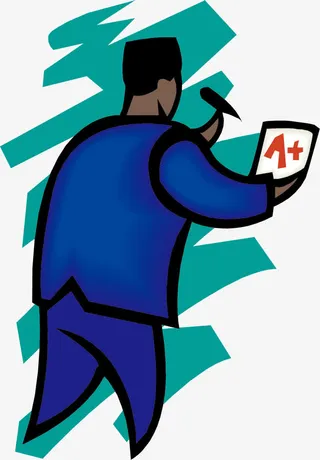 手绘卡通演讲会中男白领免抠