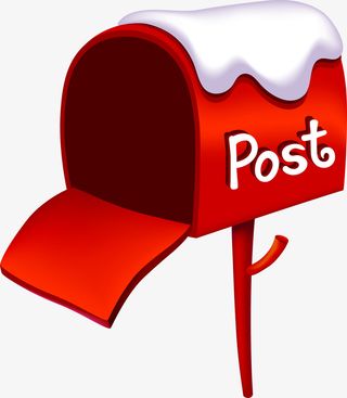 红色冬季积雪邮箱免抠