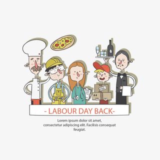 卡通五一劳动节快乐免抠