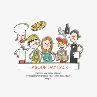 卡通五一劳动节快乐免抠