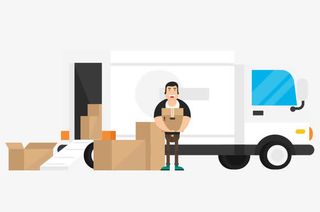 矢量搬运货物上物流车免抠