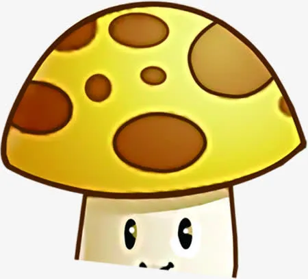 春天手绘黄色蘑菇免抠