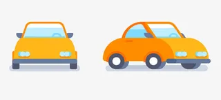 扁平化车辆的正面和侧面矢量图免抠