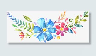 手绘卡通水彩花朵免抠