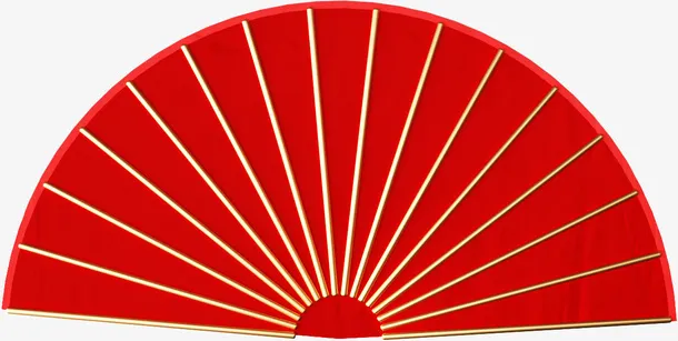 年货节C4D立体红色扇子免抠